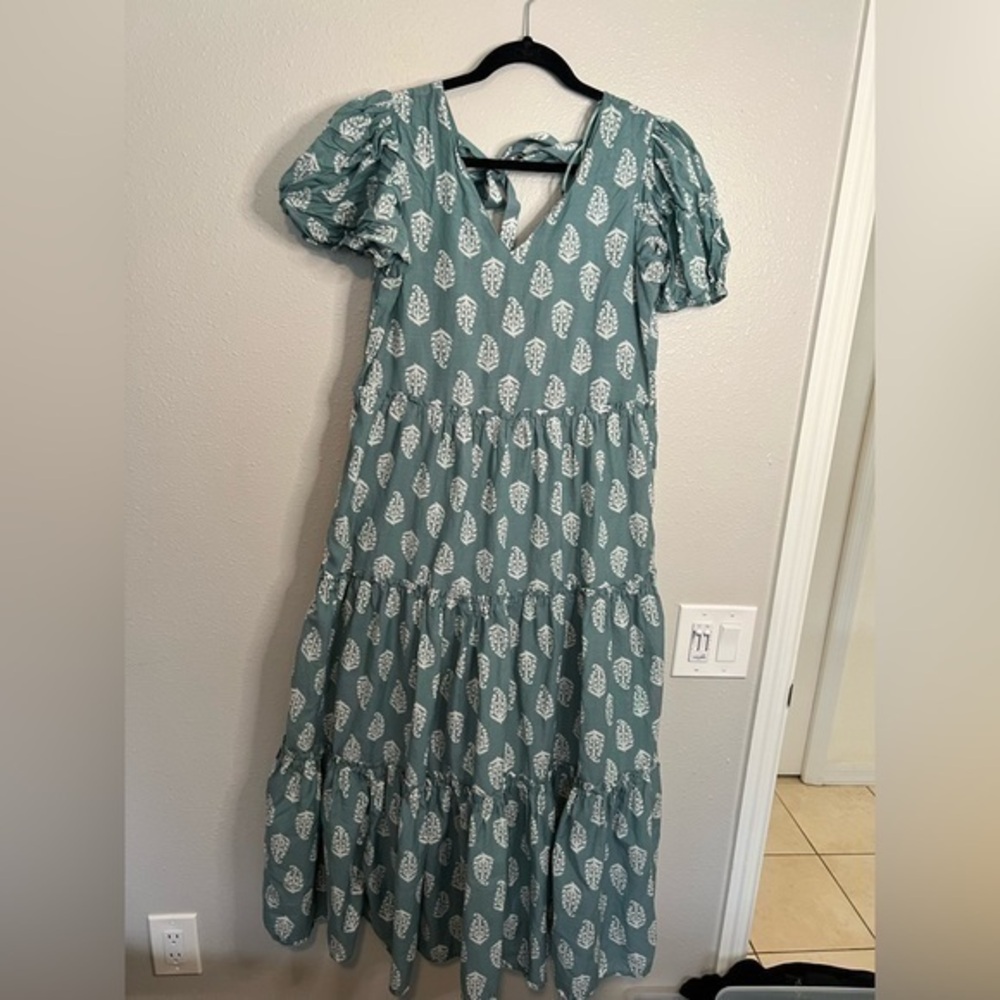 Lucky Brand Green and White Maxi Dress